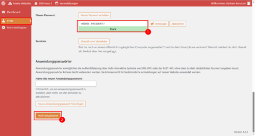 Check-In Passwot ändern